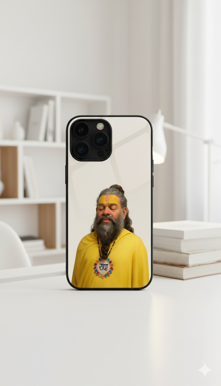 Premanand ji Maharaj "Relaxed" Premium Tempered Glass Phone Case