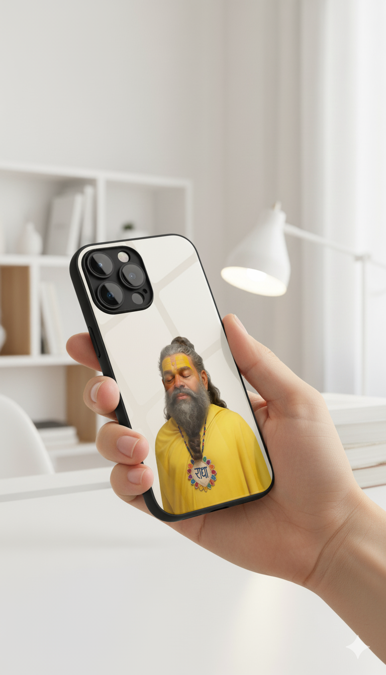 Premanand ji Maharaj "Relaxed" Premium Tempered Glass Phone Case