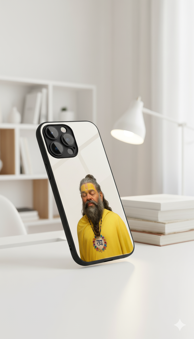Premanand ji Maharaj "Relaxed" Premium Tempered Glass Phone Case
